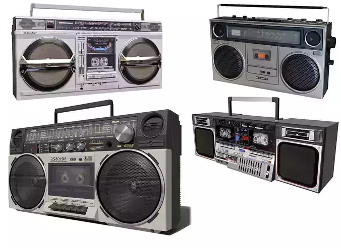 Retro Boom Box Ghetto Blaster Pack  3D model