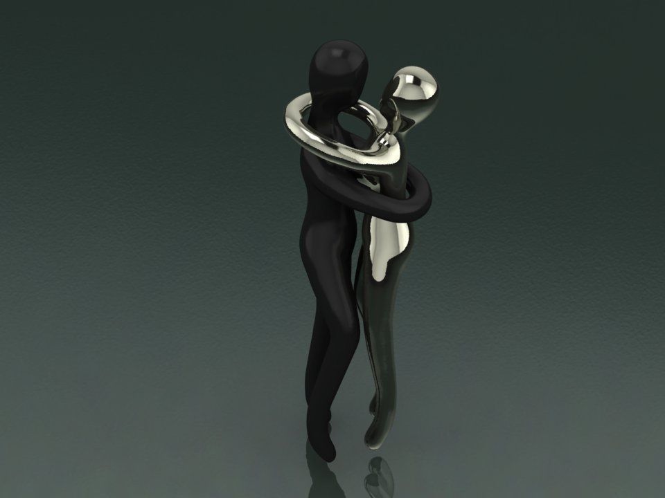 Hug pendant 3D print model_2