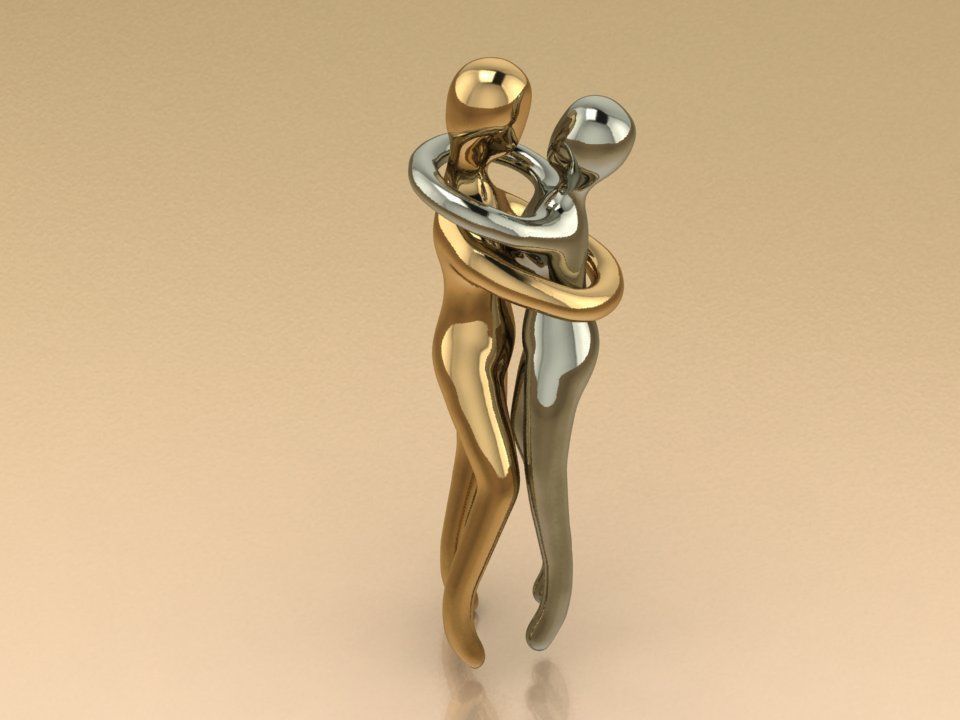 Hug pendant 3D print model_6