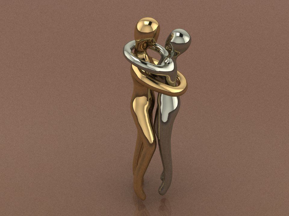 Hug pendant 3D print model_3