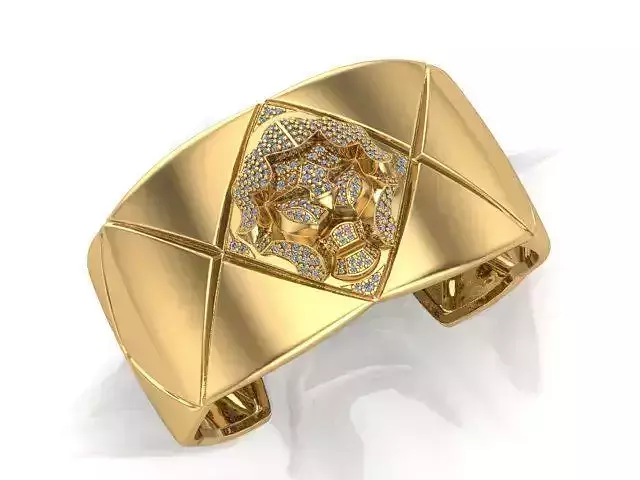 Bracelet gold cuff with diamonds