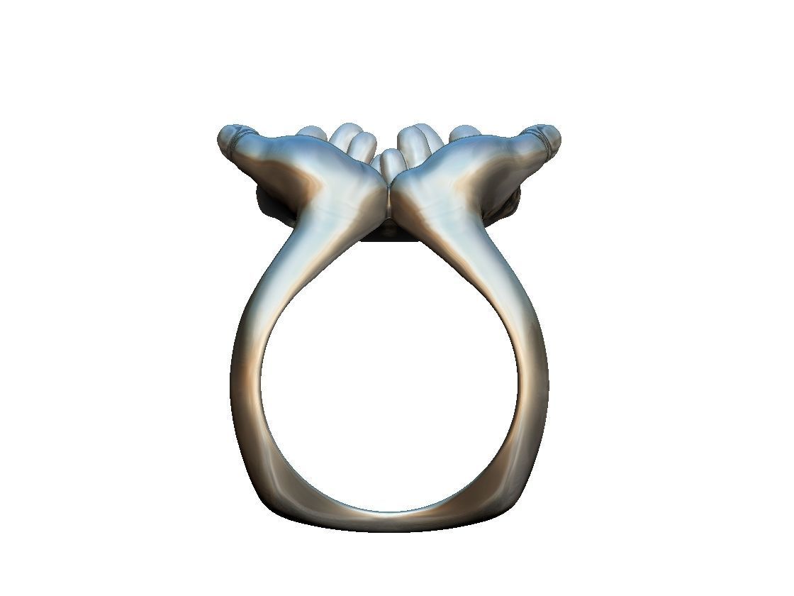 2046 H gold ring with two hands holding lapis stone 3D model_3