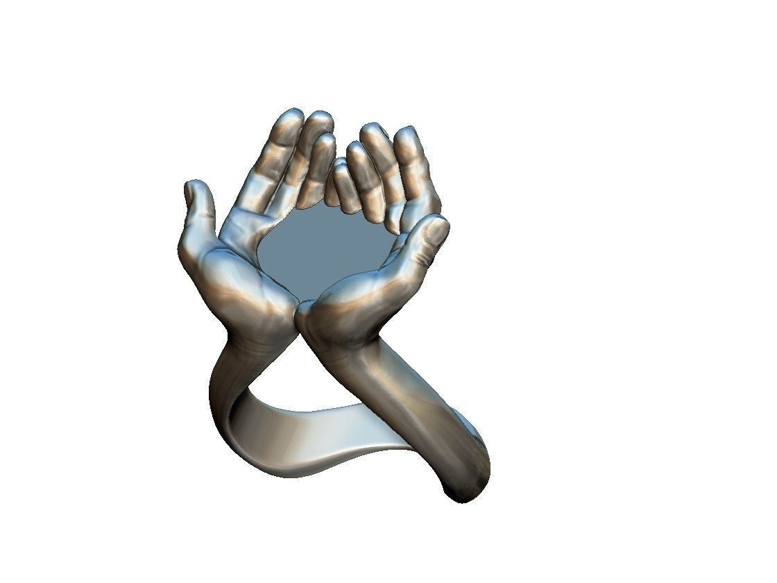 2046 H gold ring with two hands holding lapis stone 3D model_4