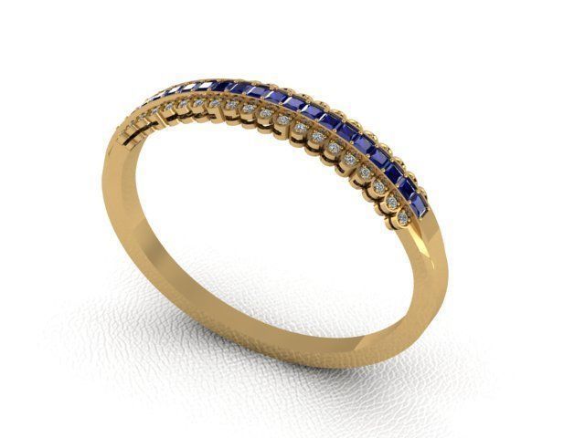 2071 B sapphire and diamond band gold 3D model_7