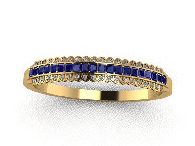 2071 B sapphire and diamond band gold 3D model_2