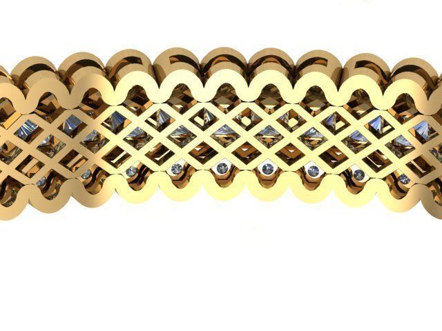 2071 B sapphire and diamond band gold 3D model_1