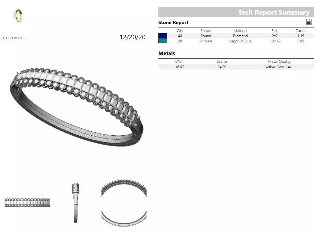 2071 B sapphire and diamond band gold 3D model_0