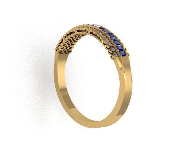2071 B sapphire and diamond band gold 3D model_4