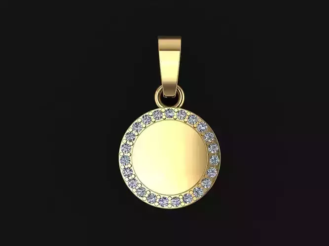 DAINTY ROUND DIAMOND DOGTAG ID FRAME PENDANT