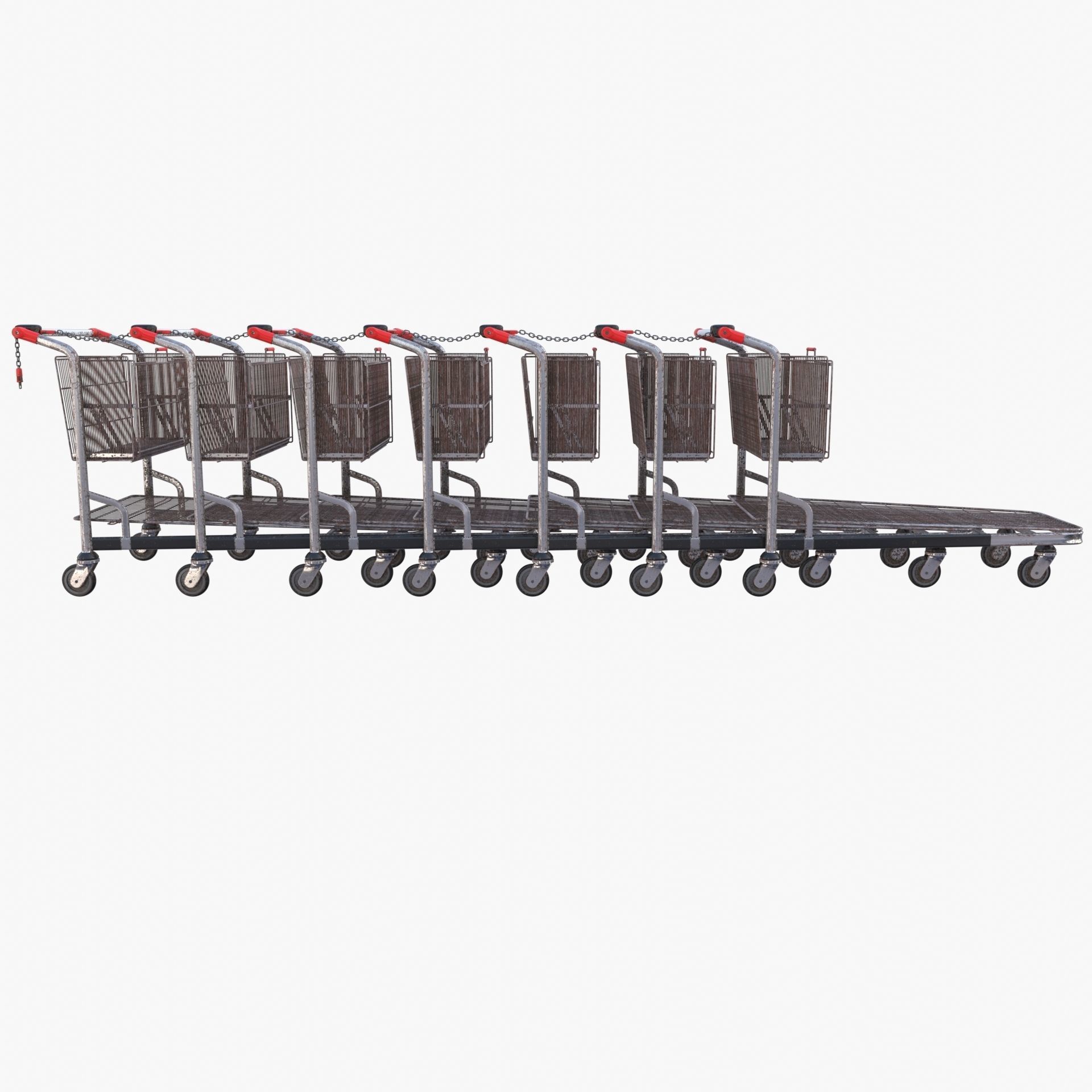 Shopping cart weathered stack v2 3D model_18