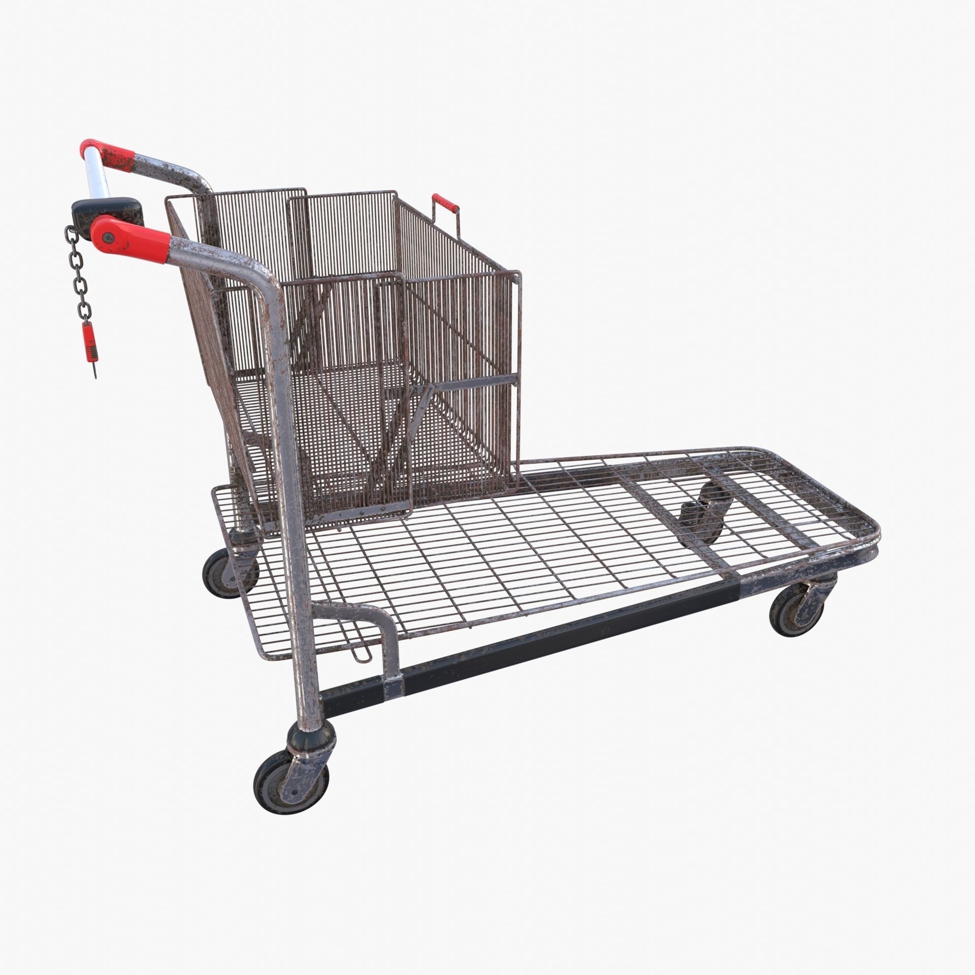 Shopping cart weathered stack v2 3D model_28