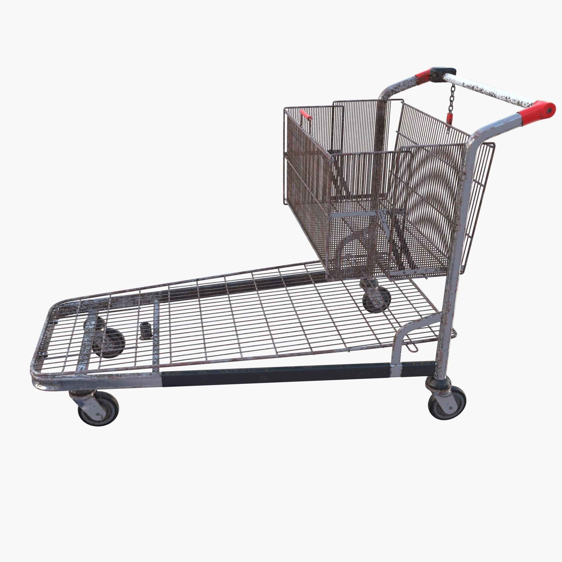 Shopping cart weathered stack v2 3D model_26