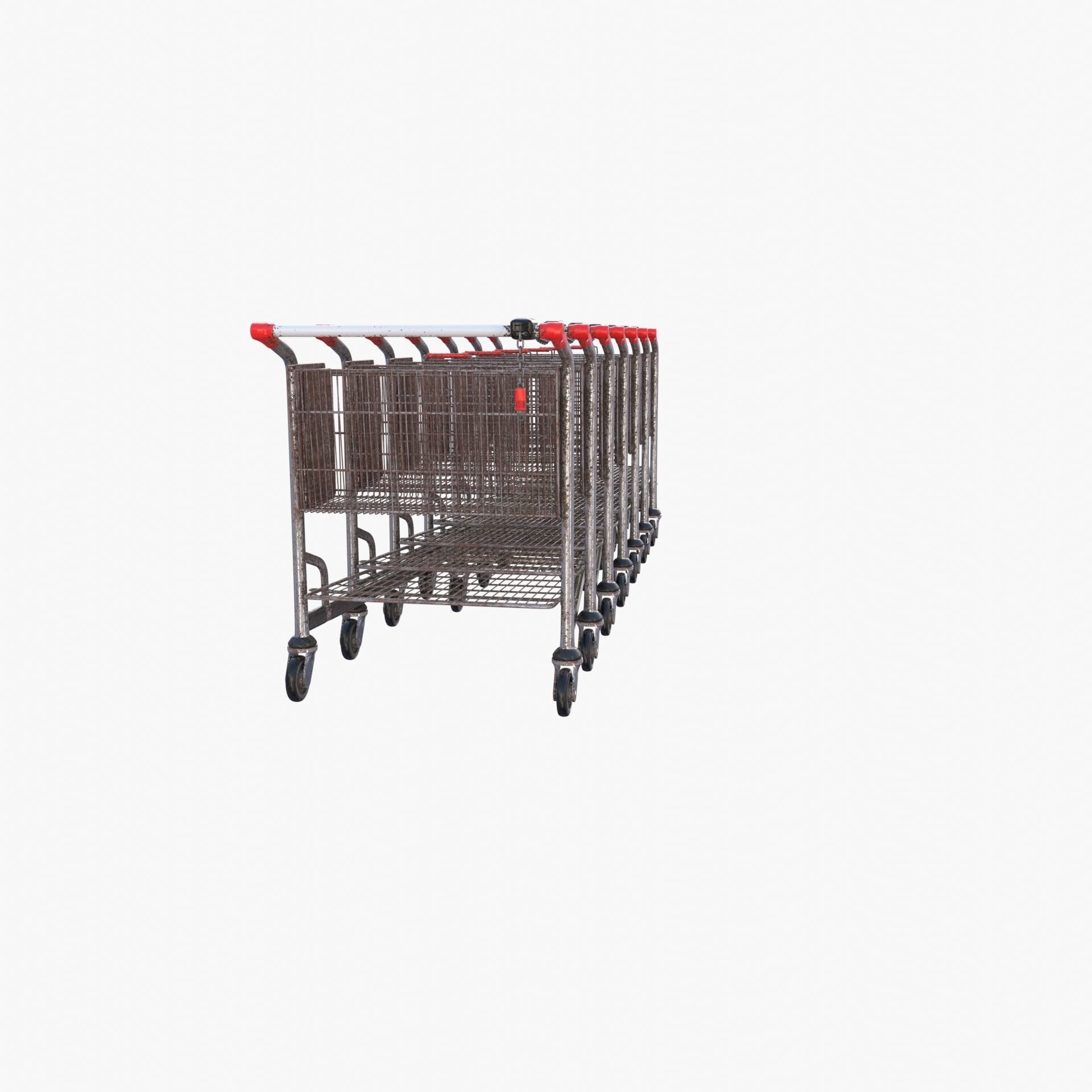 Shopping cart weathered stack v2 3D model_15