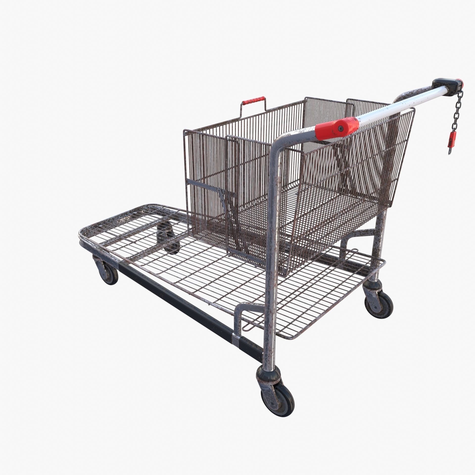 Shopping cart weathered stack v2 3D model_27
