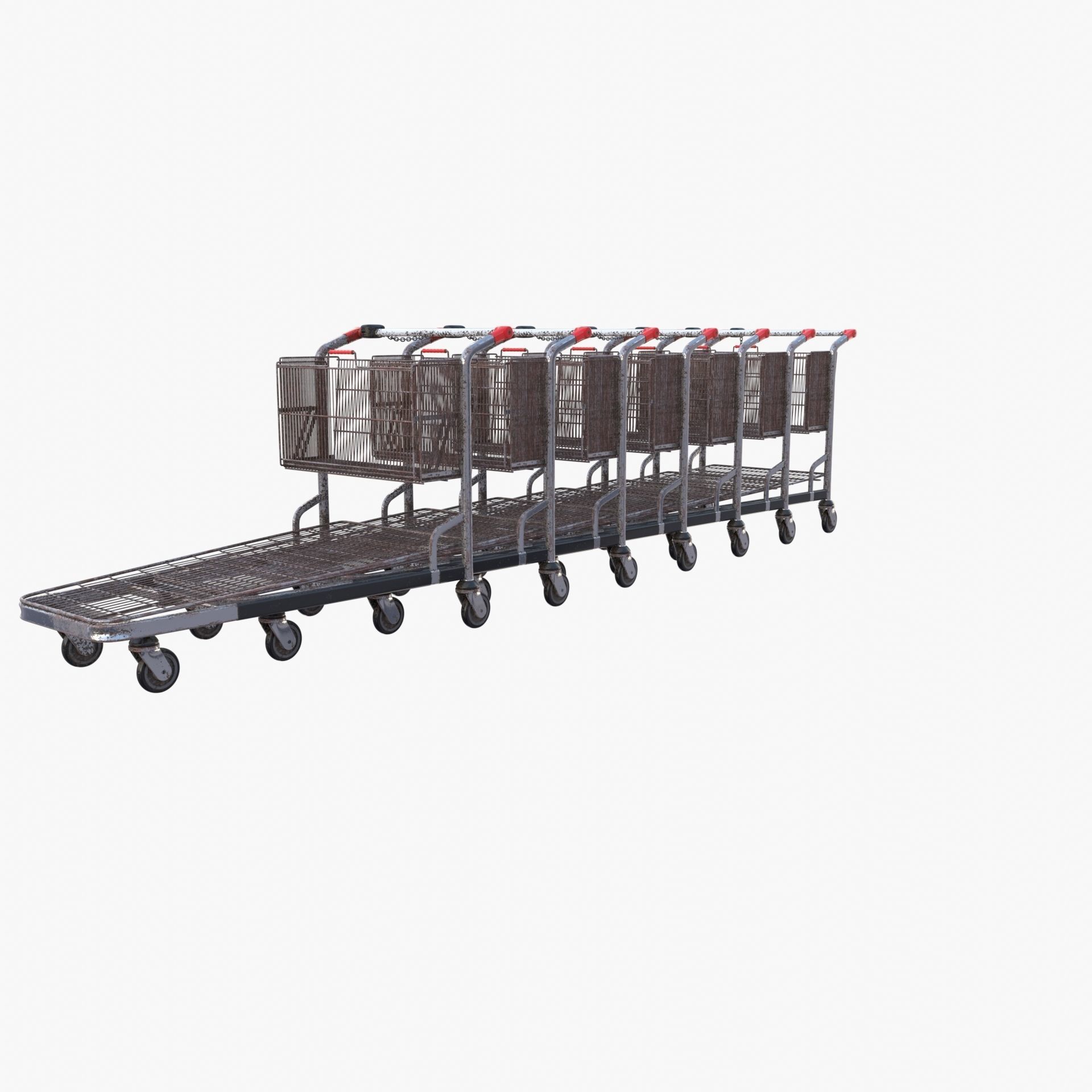 Shopping cart weathered stack v2 3D model_12