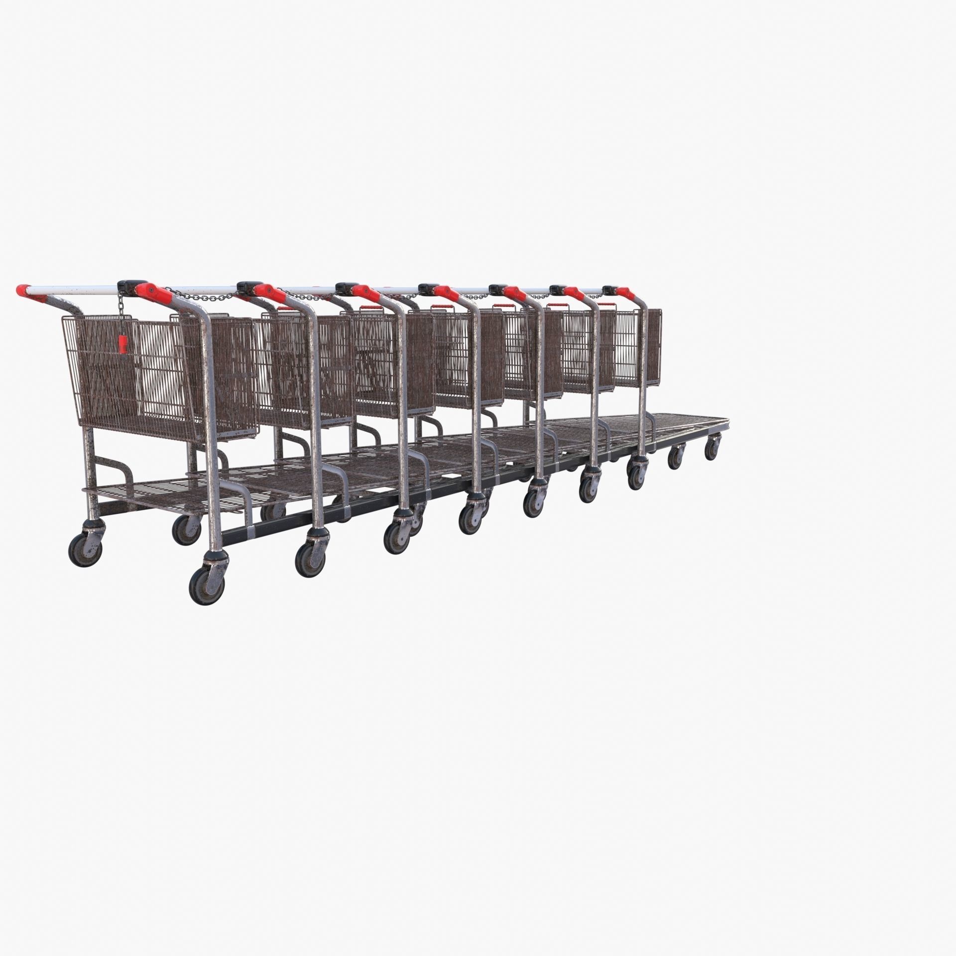 Shopping cart weathered stack v2 3D model_16