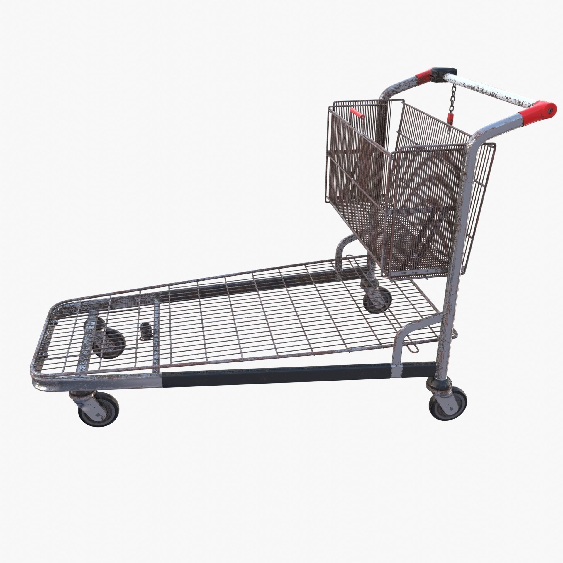 Shopping cart weathered stack v2 3D model_7