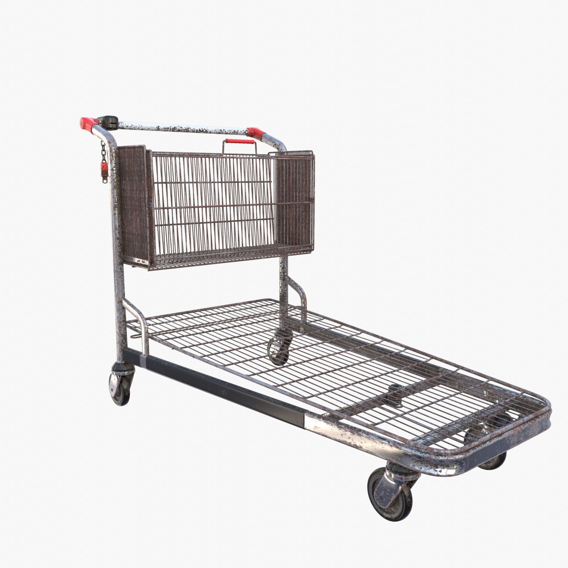 Shopping cart weathered stack v2 3D model_6