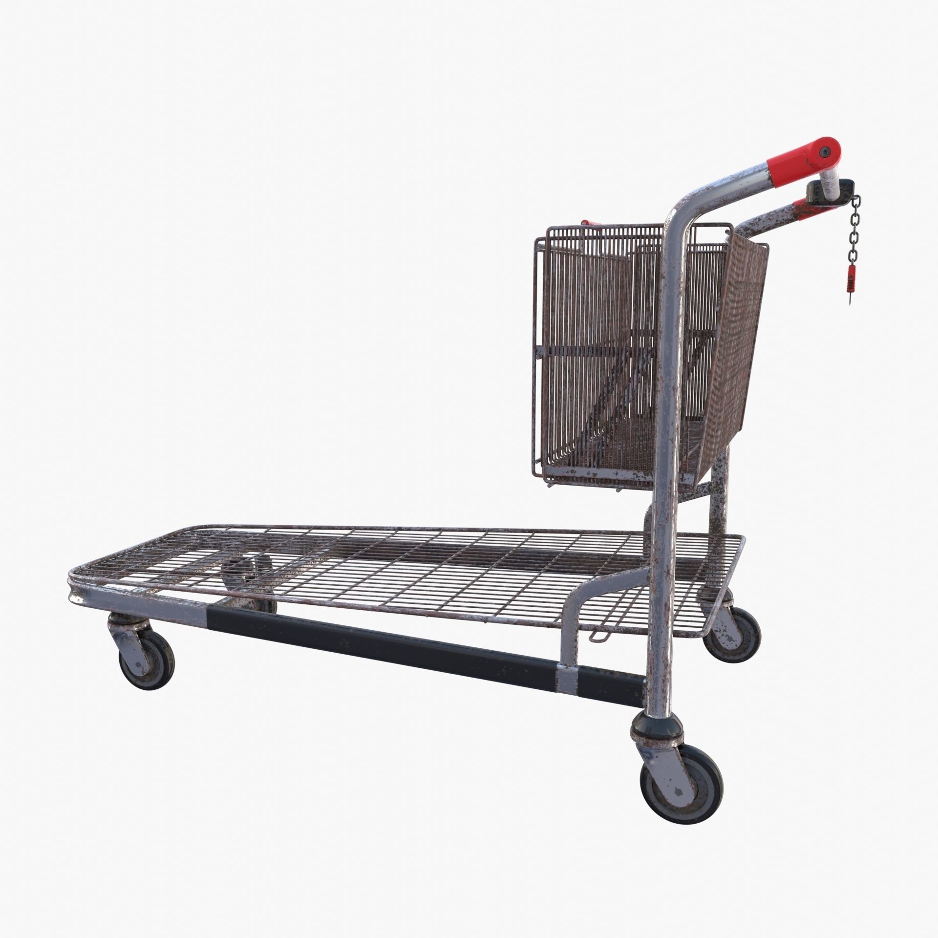 Shopping cart weathered stack v2 3D model_3