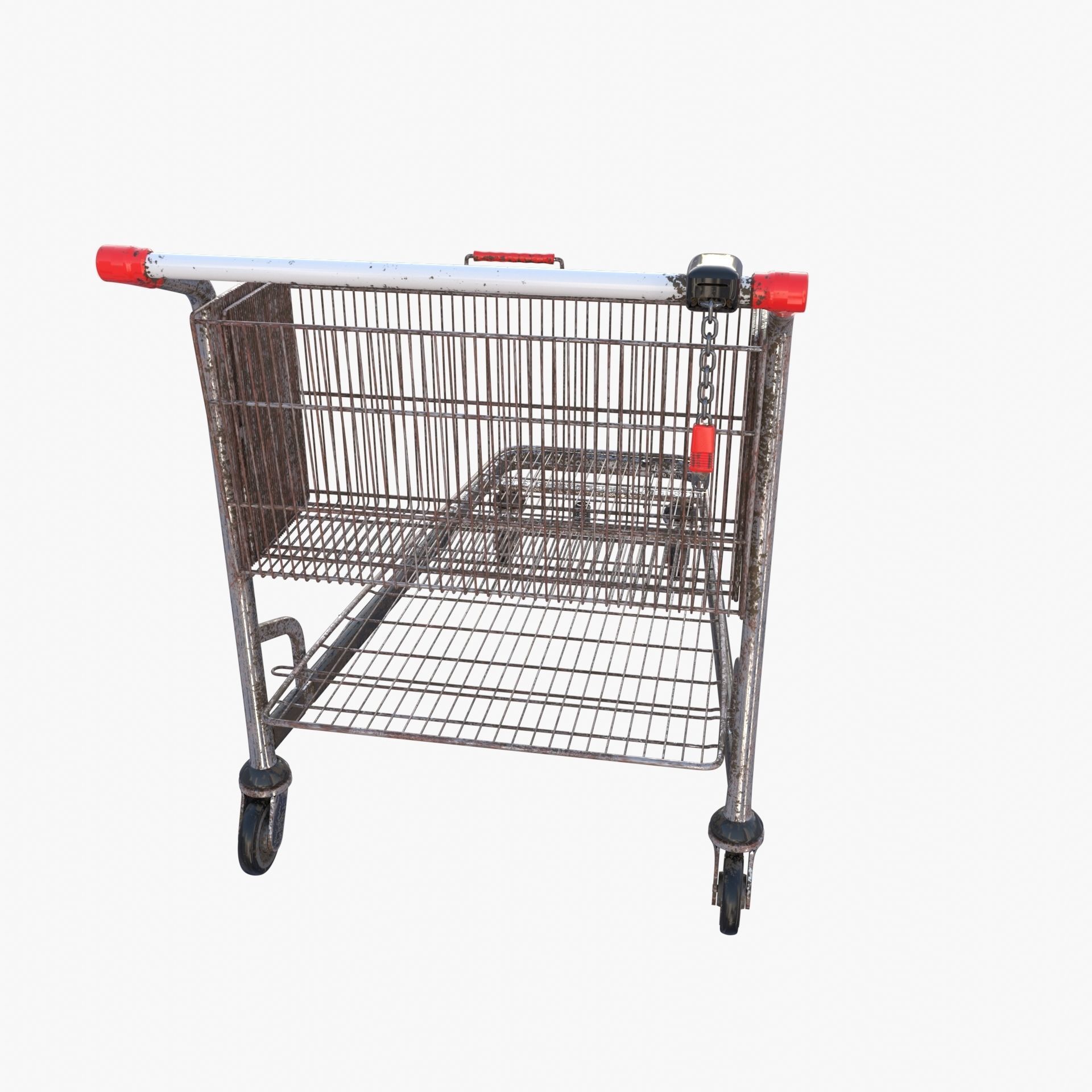 Shopping cart weathered stack v2 3D model_8