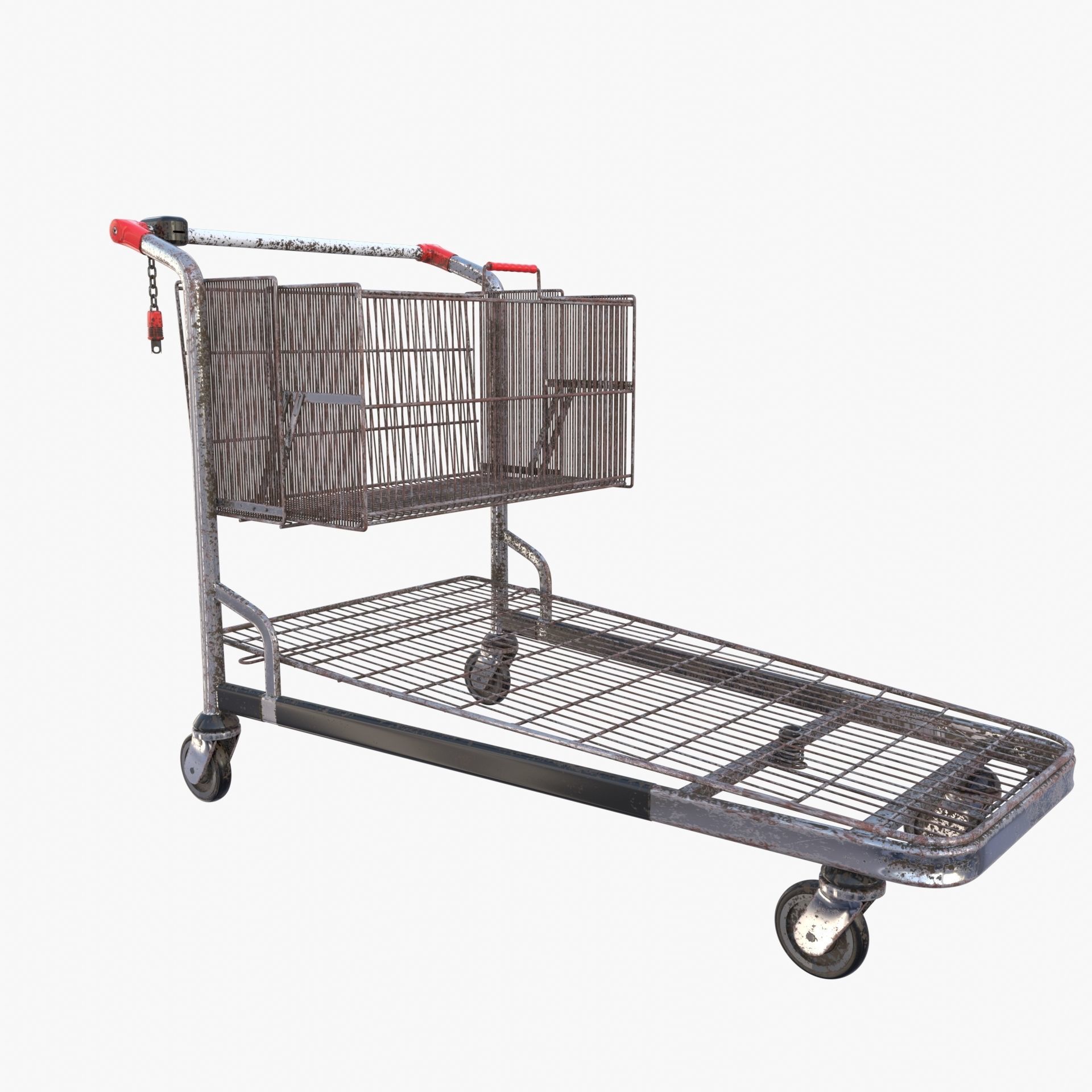 Shopping cart weathered stack v2 3D model_25