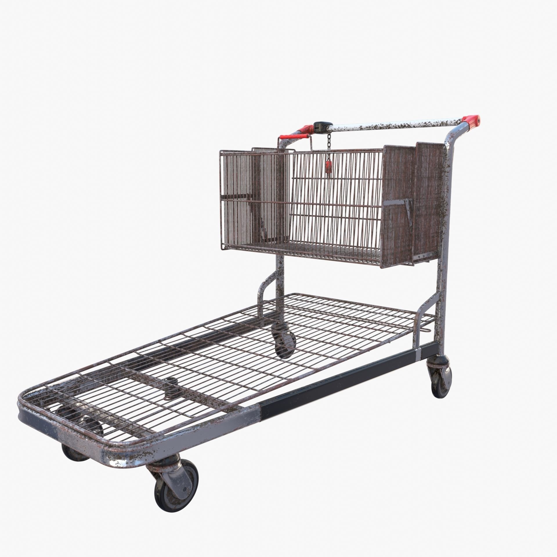 Shopping cart weathered stack v2 3D model_22
