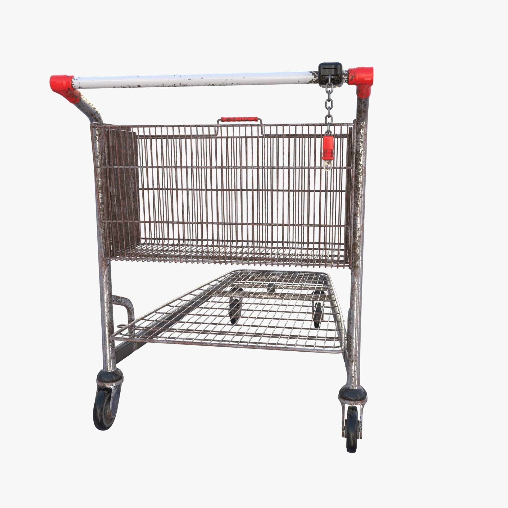 Shopping cart weathered stack v2 3D model_4