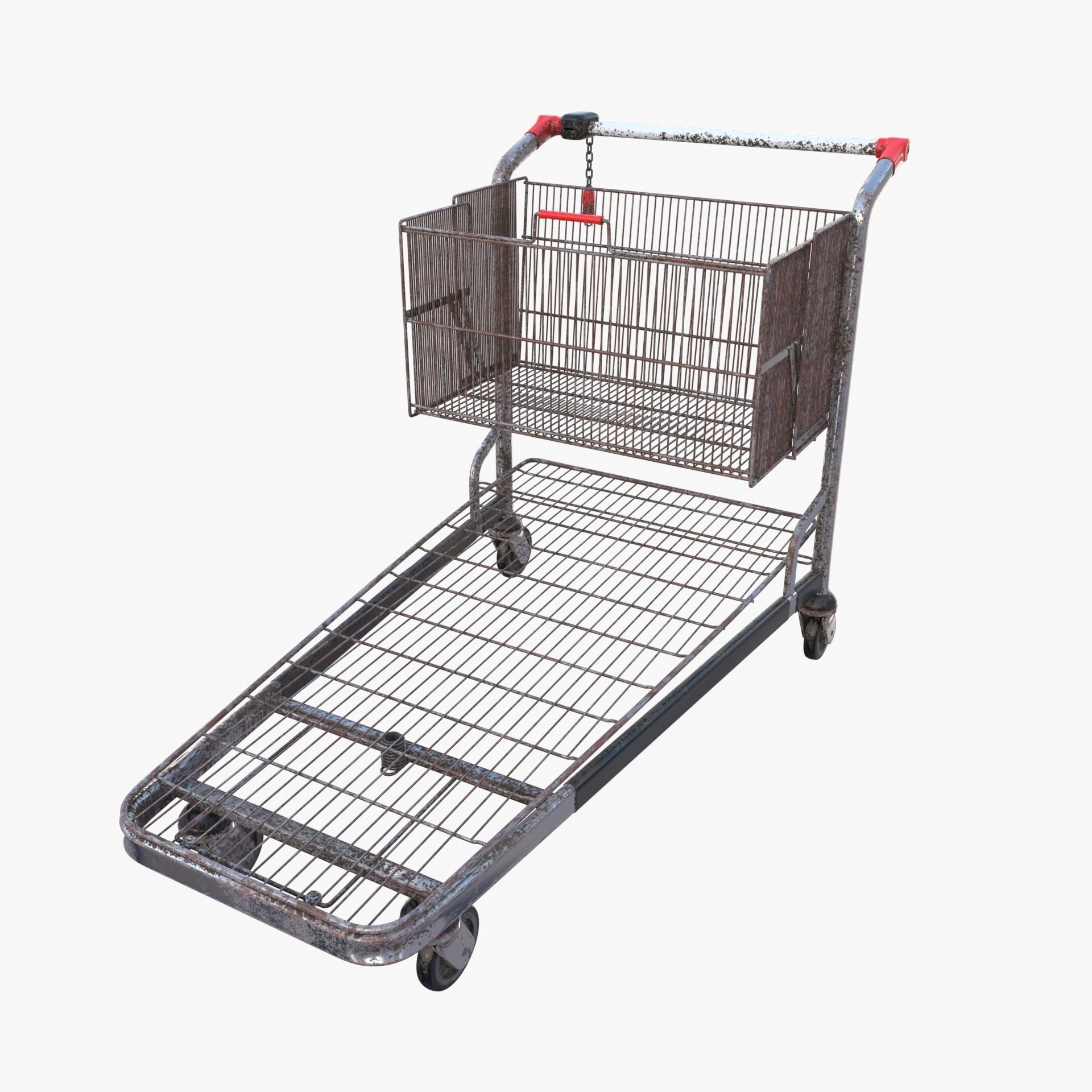 Shopping cart weathered stack v2 3D model_1