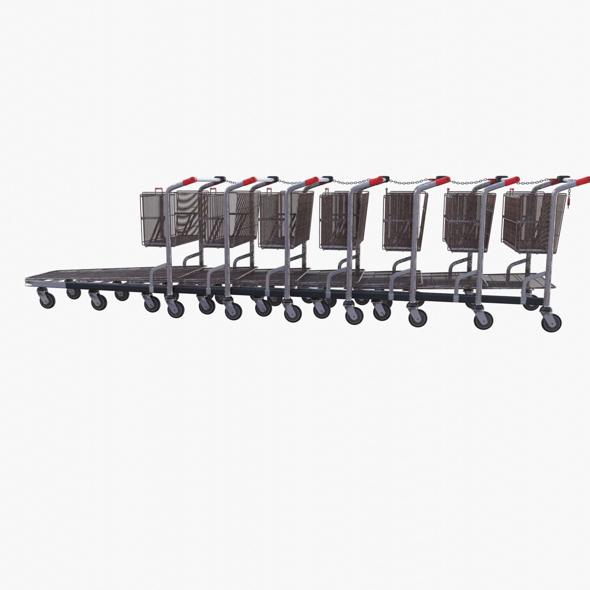 Shopping cart weathered stack v2 3D model_13