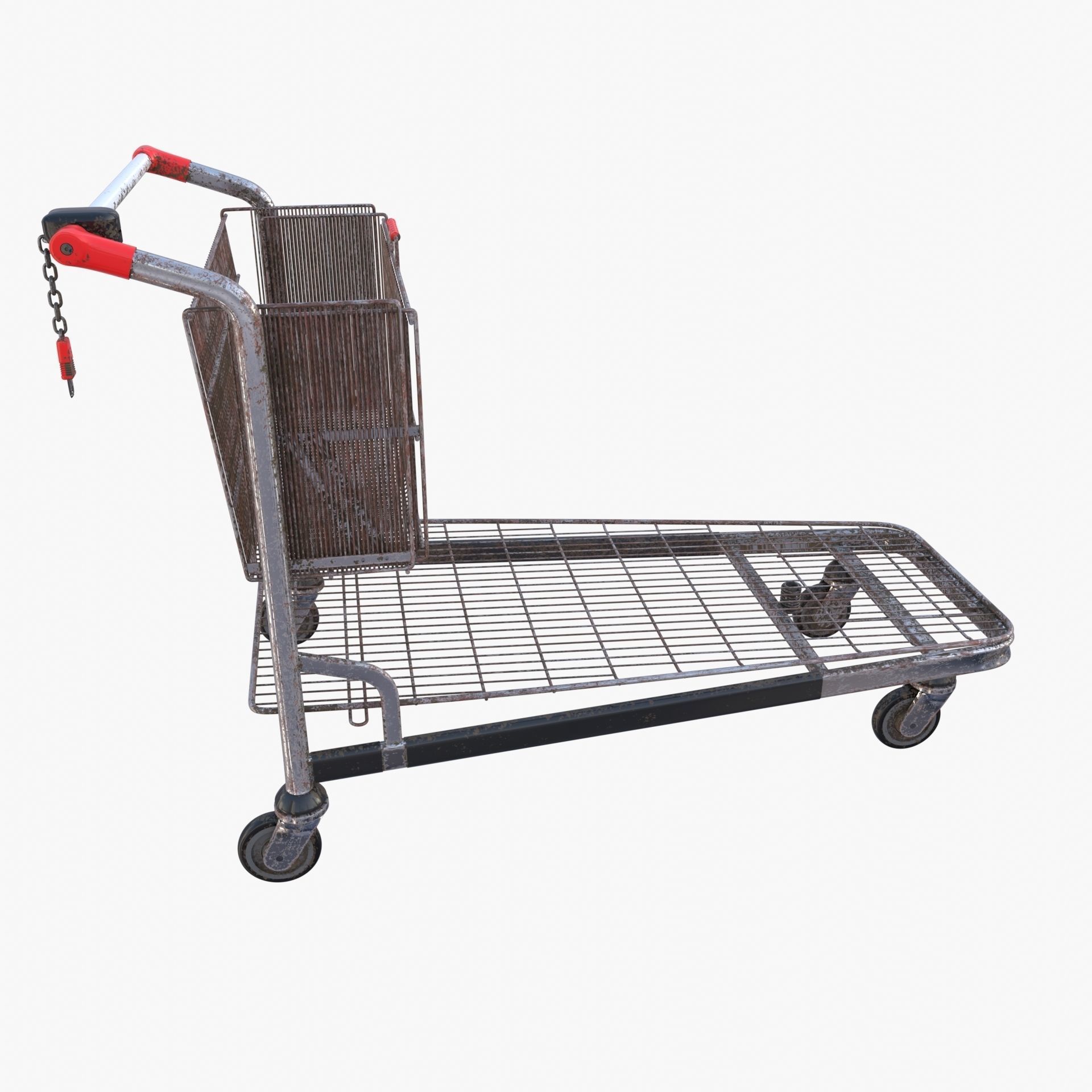 Shopping cart weathered stack v2 3D model_9