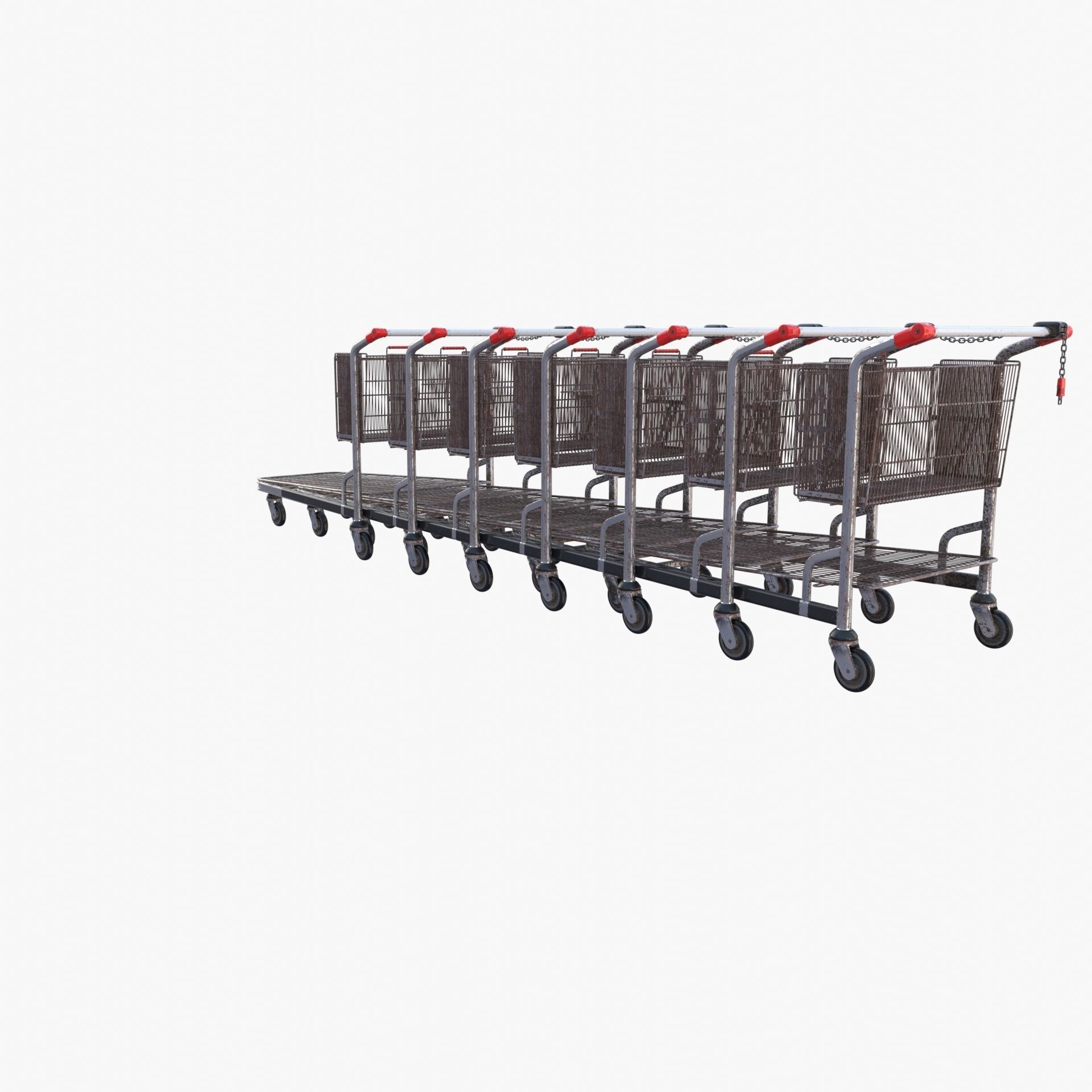 Shopping cart weathered stack v2 3D model_14