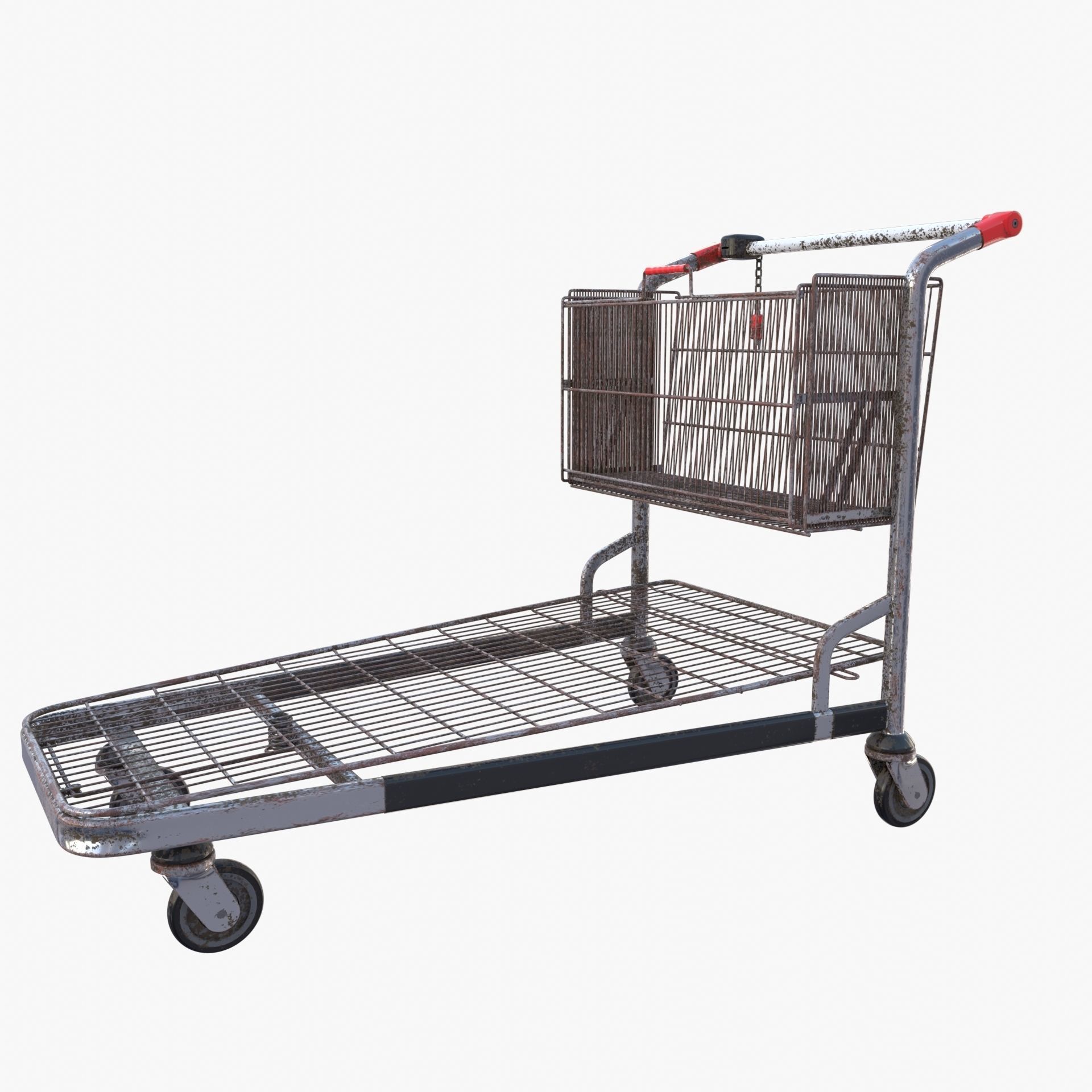 Shopping cart weathered stack v2 3D model_2