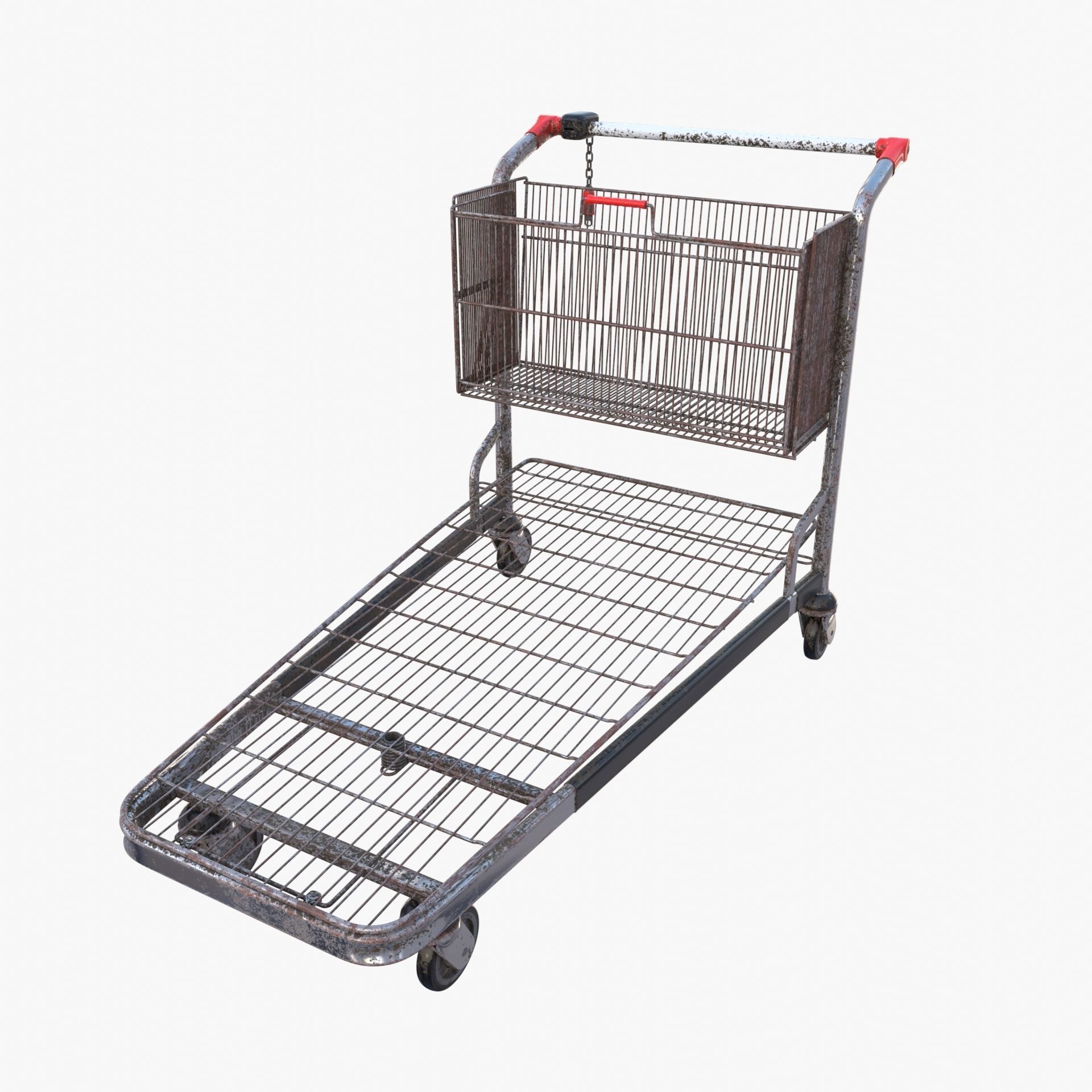 Shopping cart weathered stack v2 3D model_11