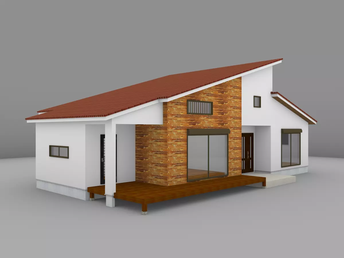 House model for background 55 Low-poly 3D model_0
