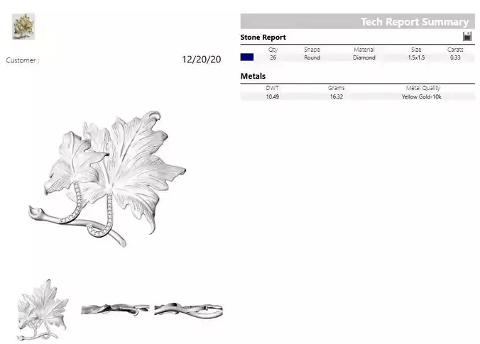 2112 B gold and diamond maple leaf brooch