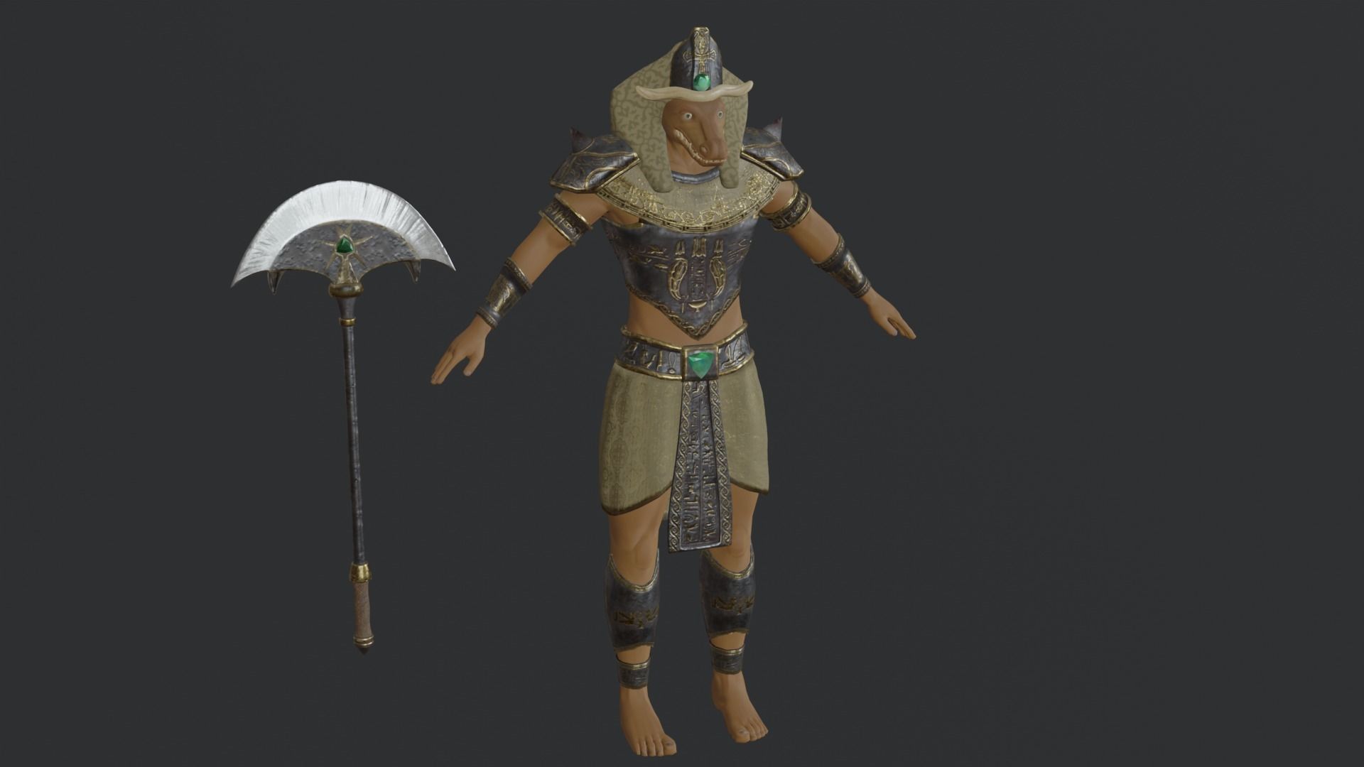 God Sobek Low-poly 3D model_4