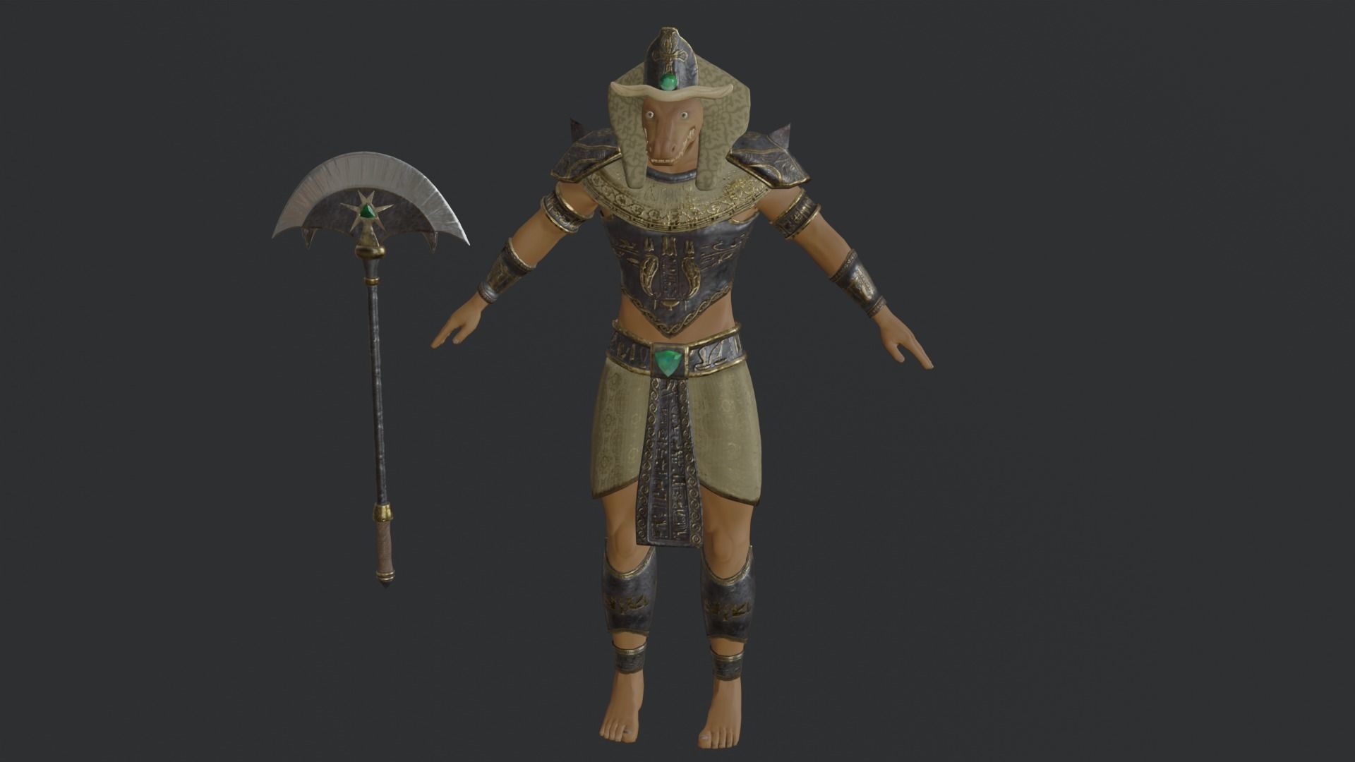 God Sobek Low-poly 3D model_14
