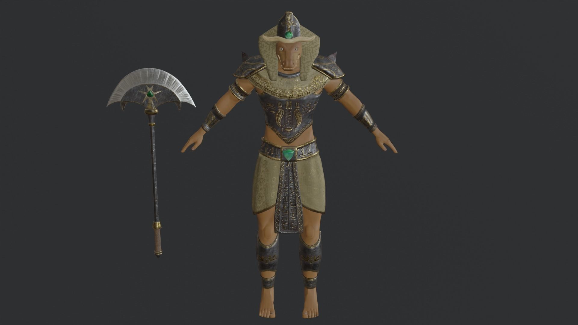 God Sobek Low-poly 3D model_15