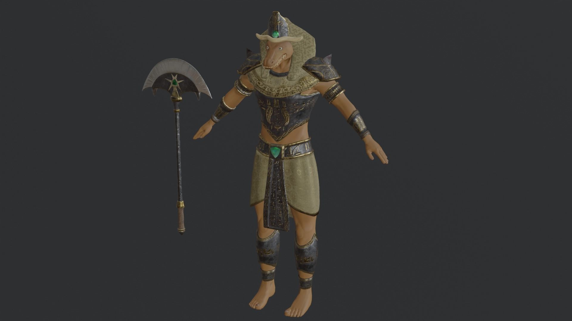 God Sobek Low-poly 3D model_13