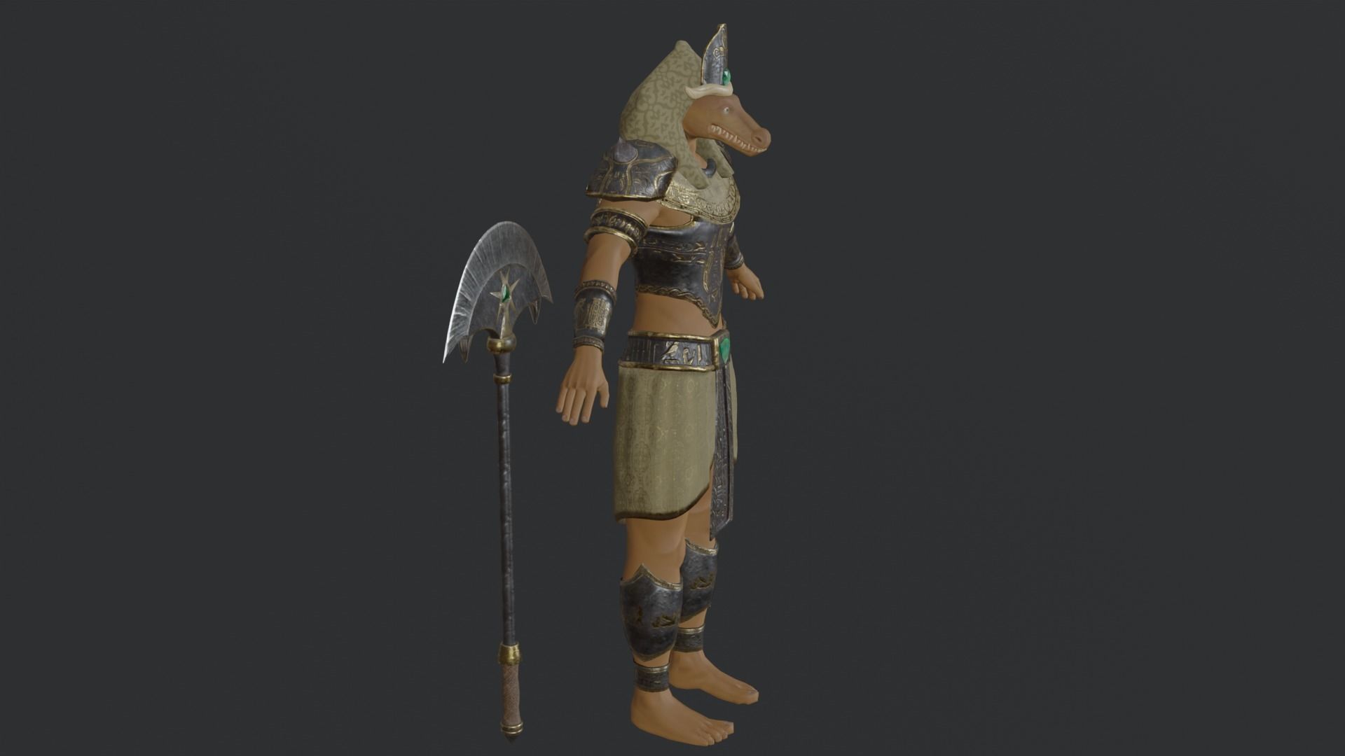 God Sobek Low-poly 3D model_6