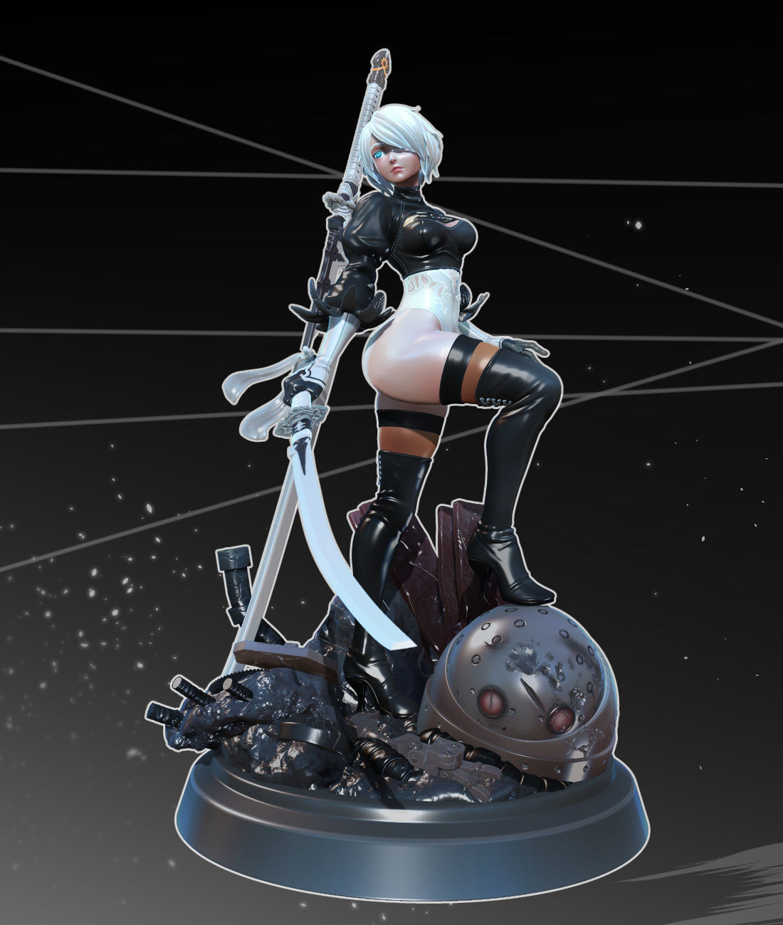 Nier Automata 2B   3D print model_21