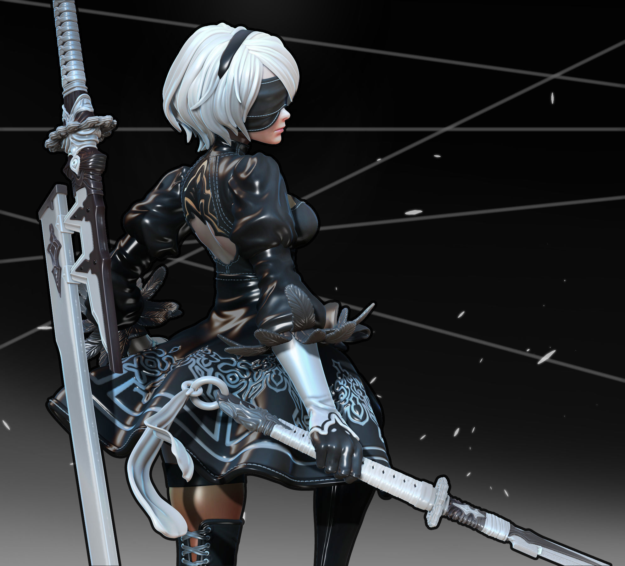 Nier Automata 2B   3D print model_19