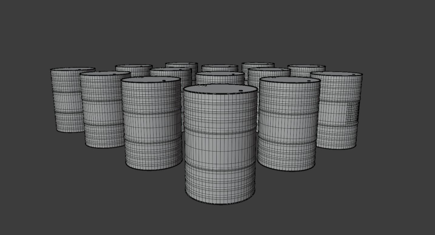 Metal Barrels - Old Rusted - PBR - High Quality Low-poly 3D model_8