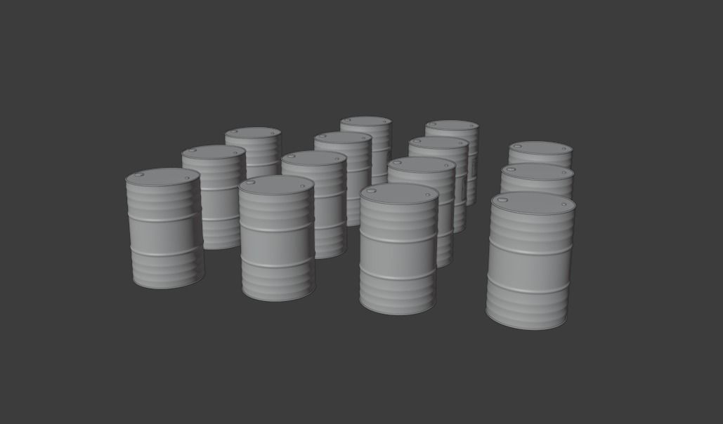 Metal Barrels - Old Rusted - PBR - High Quality Low-poly 3D model_11