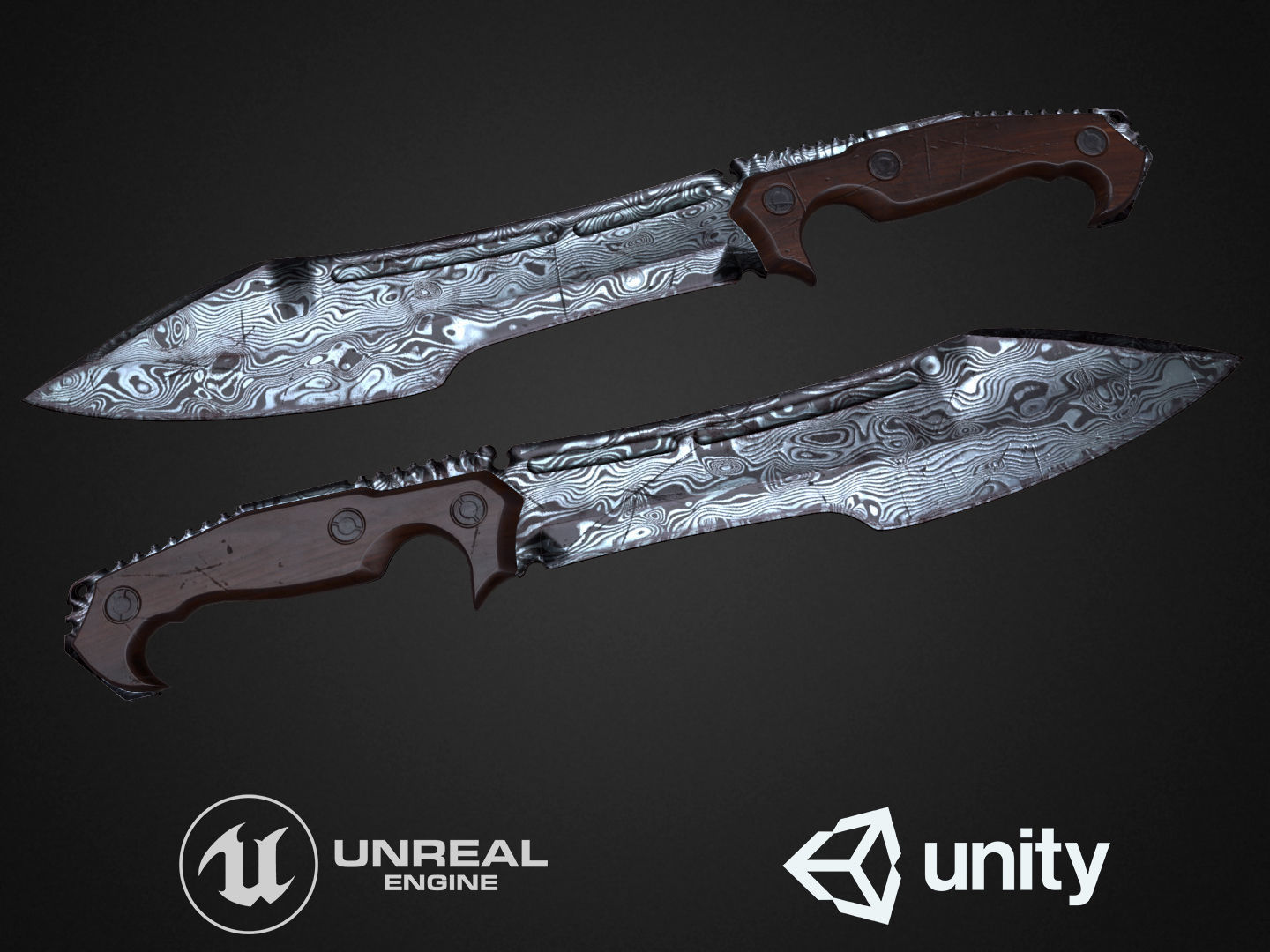 Combat Knife Low-poly 3D model_4