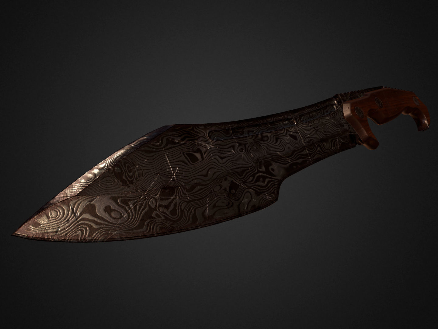 Combat Knife Low-poly 3D model_9