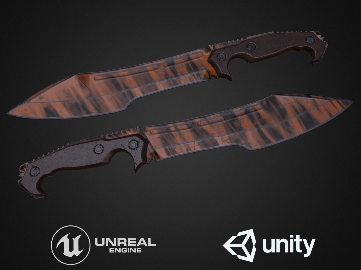 Combat Knife Low-poly 3D model_5