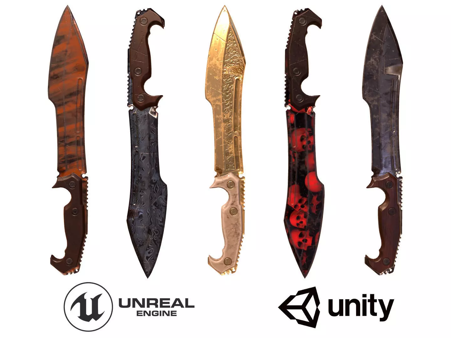 Combat Knife Low-poly 3D model_0