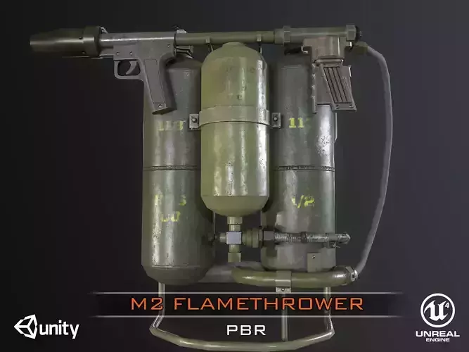 M2 Flamethrower WW2 USA Low-poly 3D model