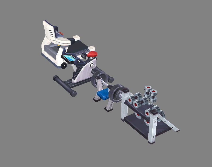Cartoon fitness equipment Low-poly 3D model_3